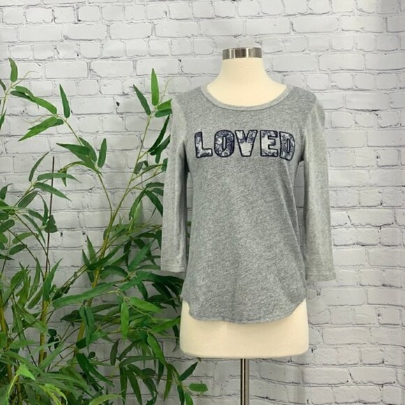 🎉J. Crew Heather Gray 3/4 Sleeve Graphic Shirt - Picture 7 of 7